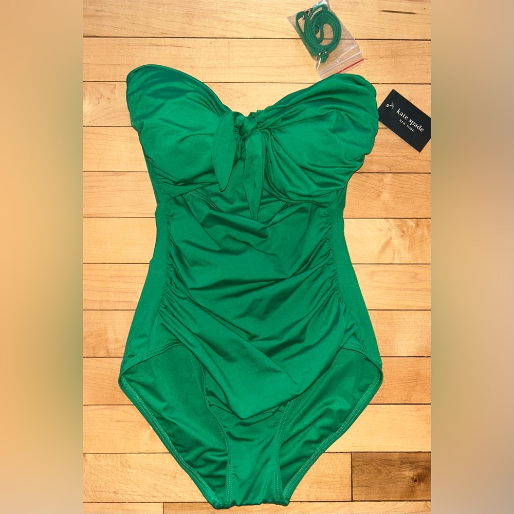 NEW ! NWT KATE SPADE New York One-Piece Strapless Swimsuit Forest Glen Size XS